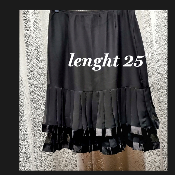 NEW Black Layered Skirt with Satin Trim - Picture 2 of 5